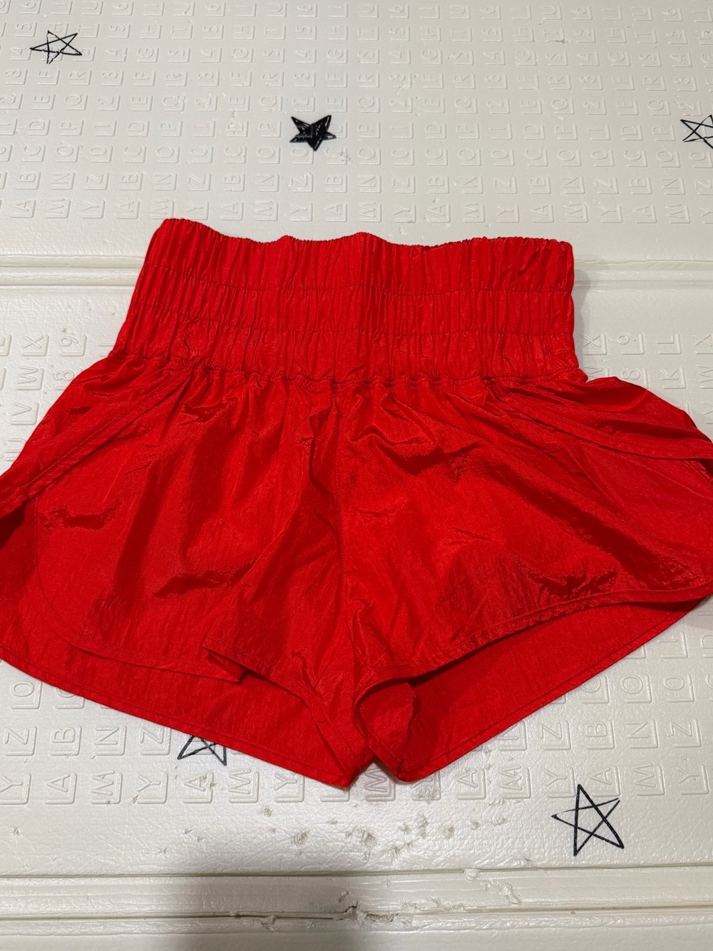 High-Waist Red Women's Athletic Shorts